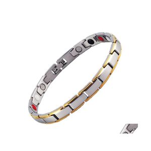 Catena di collegamento in acciaio inossidabile Energia magnetica tormalina Bracciale di collegamento per uomini Braccialetti Bangle dimagranti Prodotti Health Care Gioielli G ot7qe