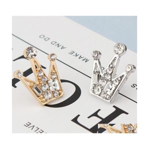 Pins Brooches Fashion Small Crown Fl Rhinestone Crystal Lapel Pins Alloy Gold Sier Plated Girls Denim Shirt Badge Jewelry Gift Bag Dh4Vl