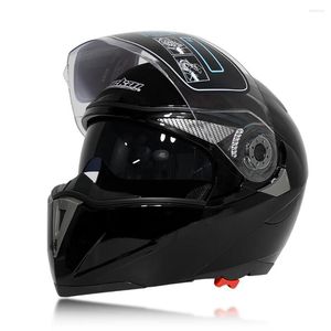 Hełmy motocyklowe Włącz hełm do podwójnego obiektywu Motorbike Moto z wewnętrznym Słońce Bezpieczeństwo Casco