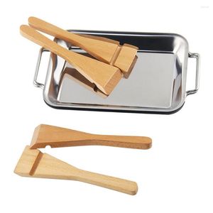 Plates Stainless Steel Kitchen Cheese Board Salad Butter Serving Plate Fried Wooden Shovel