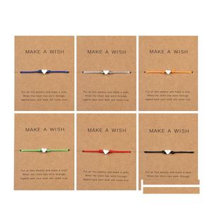Bracelets de charme Aço inoxidável Love Heart Faça um cartão de desejo para homens homens homens feitos de corda de corda de corda de moda Jewelr Otfxa