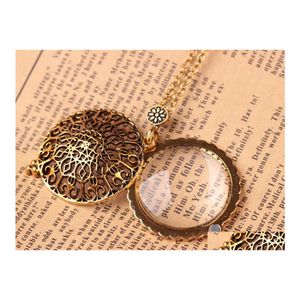 H￤nghalsband ih￥liga m￶nster cirkel cabochon kupolig f￶rstoringsglashalsband unisex f￶rstoring antik guldlegering smycken sl￤pp de dhypm