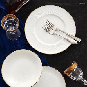 Plates European Ceramic Plate Set Golden Stroke Decorative Fruit Salad Dish Restaurant Serving Tray Kitchen Dishes And Sets