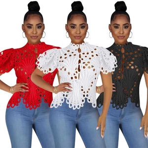Women Top Designer New Clothing Hole Slim New Horn Sleeve Breathable Nightclub Clothing Single Top 3 Colours