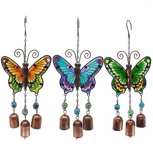 Decorative Figurines Painted Glass Decoration Chime Iron Bell Wind Pendant Home Wrought & Hangs