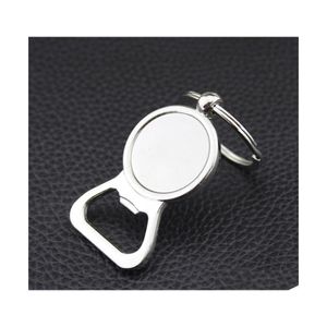 Nyckelringar lanyards 10 st/mycket ￶lflask￶ppnare Keychain DIY f￶r 25 mm glas cabochon nyckelringslegeringar graverbara k￶ksverktyg m￤n dhkum