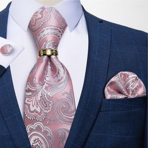Kowarki jedwabne dla mężczyzn luksusowy różowy zestaw szyi z zestawem akcesoria ślubnego chusteczki mankiety