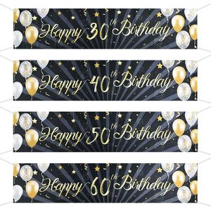 Party Decoration Happy Birthday Banner 30/40/50/60: e ballongmönster Polyester -affisch för vuxen hängande dekorförsörjning