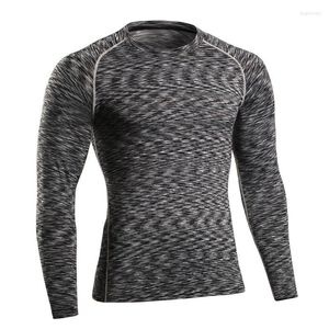 Herren-T-Shirts, langärmelig, Muskelformung, Fitness-T-Shirt für elastische Kompression, schlankmachende Passform, männliches Freizeit-T-Shirt
