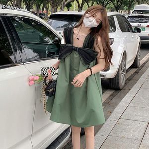 Casual Dresses Sleeveless Dress Women Summer Soft Bow Street Wear Arrival Trendy Korean Style Ins Young Ladies Mini Sexy Cosy