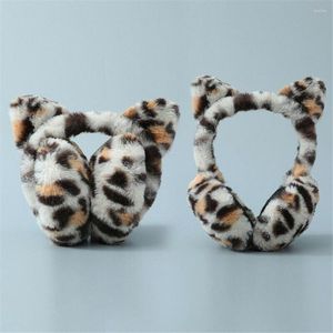 Berets Leopard Print Ear Muffs Earmuffs Soft Warm Women Winter European And American Style Plush Cute Folding