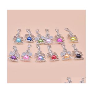 Charms 12st/Lot Accessories Handgjorda Colorf Charm Glass Angel Wings Diy Pendant for Jewelry Making 24197 Drop Leverans Findings Comp DHTVH