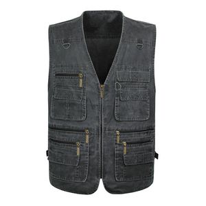 Men's Vests 2023 Spring Autumn Vest Men 7XL 6XL 5XL Plus Size Waistcoats Multi-pockets Pography Cameraman