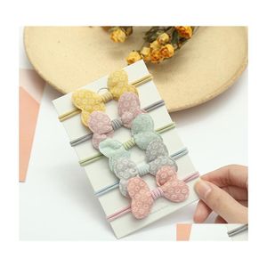 Hair Rubber Bands Wholesale Of Japanese And Korean Headrope Mothers Colorf Fabric Bow Tie Childrens Circle Headwear In Mix Colors 21 Dhtih