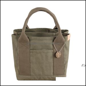 Сумки для хранения сумочки Esigner Top Grade Canvas Bento Picnic Lunchbox Lunchbox для ручного переноски модные мод
