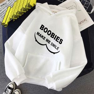 Women's Hoodies 2023 Women's Sportswear Hooded Boobies Make Me Smile Print Ladies Sports And Leisure Pullover Hoodie(4 Colors) S-4XL