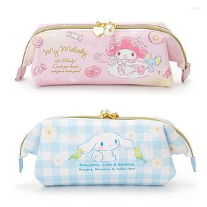 Cosmetic Bags Cute Kawaii Leather Pencil Case For Girls Cartoon Wide Open Large Pouch Makeup Organizer Bag Storage Beauty