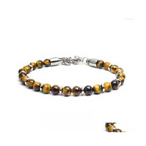 Braccialetti in pietra naturale con filo di perline Mappa minimalista maschile Lava Tiger Eye Brazalete per Hombre Buddha Braslet 8Mm Bracciale in ematite D Dhgdu