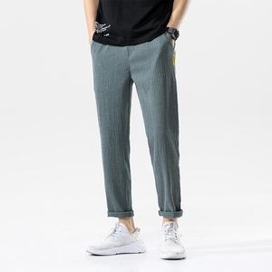 Calça masculina Verão masculino Verão fino da versão coreana tendência de lazer esportivo de lazer gelo seda rápida secagem ar condicionado de 9 pontos Pantsmen '