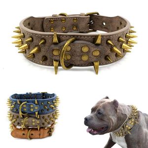 Hundehalsbänder, Leinen, starkes Halsband für große coole Spikes, besetztes Leder, Haustier, Deutscher Schäferhund, Mastiff, Rottweiler, Bulldogge