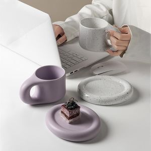 Tazze Piattini Ins Nordic Bianco Piccolo Set di tazze da caffè in ceramica Decorativo Colazione Bere Latte Latte Piattino da tè Matrimonio Riutilizzabile