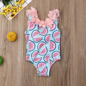 Summer Baby Girls One-Pieces Swimsuit Kids Bikini Watermelon Floral Backess Infant Beachwear Children Swimwear