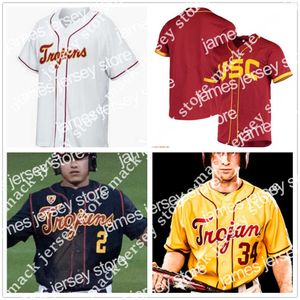 Бейсбол в колледже носит USC Trojans Baseball Bearted Jersey Men Men Women Younge Name Number Isaac Esqueda Kyle Hurt Blake Sabol Chase Bushor