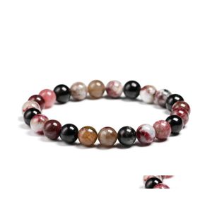 Beaded Strands Natural Mix Tourmaline Bracelet Stone 6Mm 8Mm 10Mm Bead Quartz Women Men Fashion Semiprecious Jewelry Giftbeaded Drop Dh68L