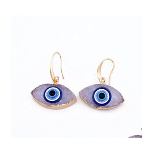 Dangle żyrandelier moda oko Druzy Drusy kolczyki złota geometria geometria faux naturalna żywica dla kobiet biżuteria 489 Q2 Drop Deli Dhlbs