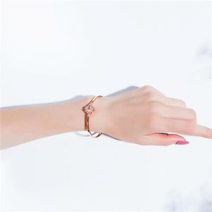 Bangle Japanese Korean Fashion Double Frosted Butterfly 175mm YSM B390 Jewelry 2023 Trend Stainless Stee Bracelet For Women Rose Gold