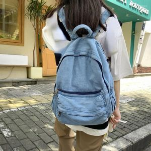 Okul çantaları kadınlar küçük sırt çantası vintage denim genç kızlar seyahat çocukları sırt çantaları mochila