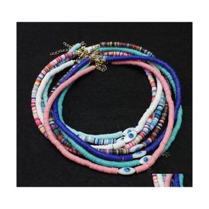 Hänge halsband Evil Eye Choker 2021 Trendy Metal Star Charm Colorf Polymer Clay Disc Beads Halsband smycken Drop Delivery Pendants Dhizz