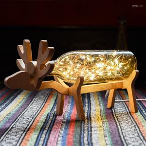 Lâmpadas de mesa Sky Star Deer Lâmpada de Natal Presente Sweet Small Night Lights Nordic Glass Led Desk da cabeça A cama