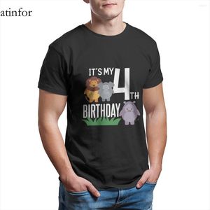 Men's T Shirts 4th Birthday Kid Safari Zoo Animal Fan 4 Years Old T-Shirt Print Games Wholesale Clothes Cute Cosplay Plus Size Clothing