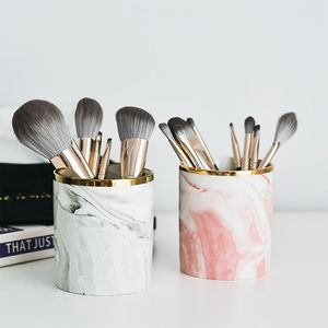 Förvaringslådor kosmetika makeup borstar lådan cylindrisk fodral läppstift borst penna hållare arrangör keramik