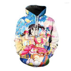 Herrtröjor anime kawaii tjej tryck huvtröja älskar live 3d tryck män kvinnor mode pullover hoodie tops coat unisex hoody