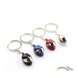 Key Rings Personality Metal Motorcycle Helmet Chains Fashion Stereo Safety Bag Car Keychain Gift Jewelry Drop Delivery Otkhx