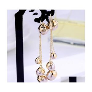 ダングルシャンデリア925 sier earrings女性モデルシンプルパールクリエイティブ気質韓国レトロジュエリーホワイトピアレディス学生dhwmu