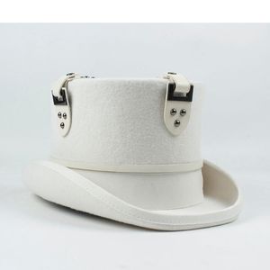 Breite Krempe Hüte 13,5 cm Weiß Steampunk Zylinder Für Frauen Männer Wolle Steam Punk Millinery Fedora Brille Party Kappe
