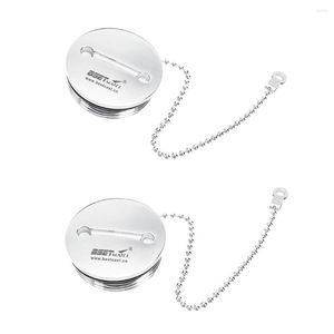 All Terrain Wheels 2Pcs Stainless Steel Marine 2" Boat Deck Fill Cap With Chain Fuel Water Gas