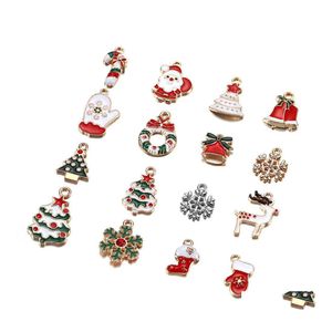 Charms 20Pcs Christmas Pendants Enamel Bracelet Party Home Metal Craft Decoration Tree Hanging Diy Jewelry Making Accessorie Drop De Dhvca