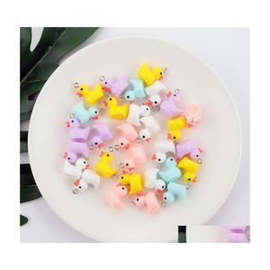 Charms 10Pcs/Pack Cartoon Yellow Duck Resin Pendants For Women Child Diy Earrings Necklace Jewelry Accessories Drop Delivery Finding Dh48L