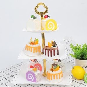 Placas de bolo destacável Stand Wedding Birthday Party 3 Cupcake Plate de Fruta M68E