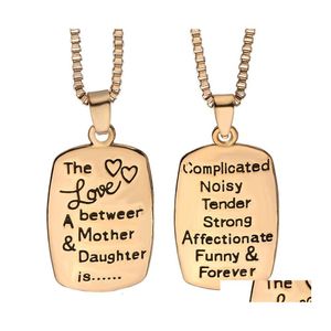 Подвесные ожерелья Прибытие Любовь между мать -дочерью - это письма для женских украшений для семейной моды.