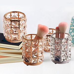 Förvaringslådor Crystal Brush Tube Makeup Organizer Nail Tools Cosmetic Pen Holder Home Decor