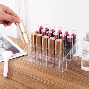 Storage Boxes 24 Grids Acrylic Transparent Makeup Organizer Lipstick Stand Holder Display Rack Case Cosmetic Nail Polish Make Up Box