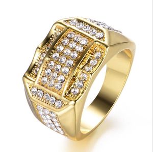Two Color Diamond Men's Ring 18K Platinum European e American Luxury Banquet Men e Mulheres Anel de noivado