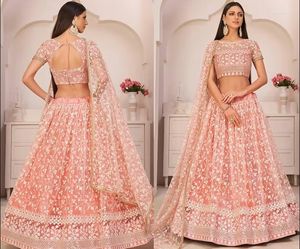 Vestidos de festa blush rosa convidado de baile com envoltório choli lahnga meio saree lehenga caftan princesa noite pccasion vestido