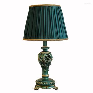 Lampy stołowe Europejskie klasyczne lekkie luksusowe studyjne Lampa żywica retro salon łóżko Amerykanin