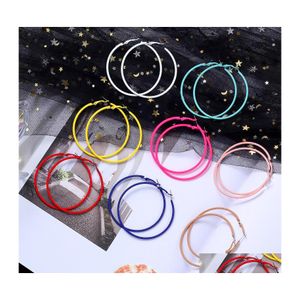 Hoop Huggie 5Cm/6Cm/7Cm Fashion Candy Color Earrings For Women Temperament Stainless Steel Needle Girls Party Wedding Jewelry Drop Dhfow
